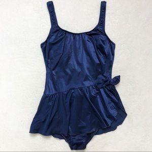 Vintage satin bow tutu dress one piece swimsuit